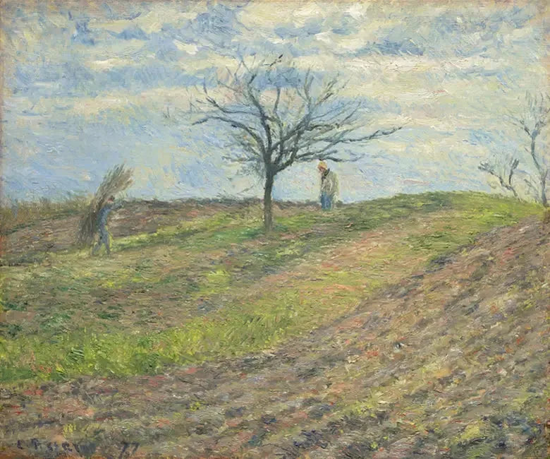 Winterbearbeitete Erde mit einem Mann, der einen Pédé trägt - Camille Pissarro