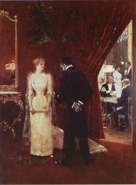 Kopf-an-Kopf in einer Empfangshalle - Jean Béraud