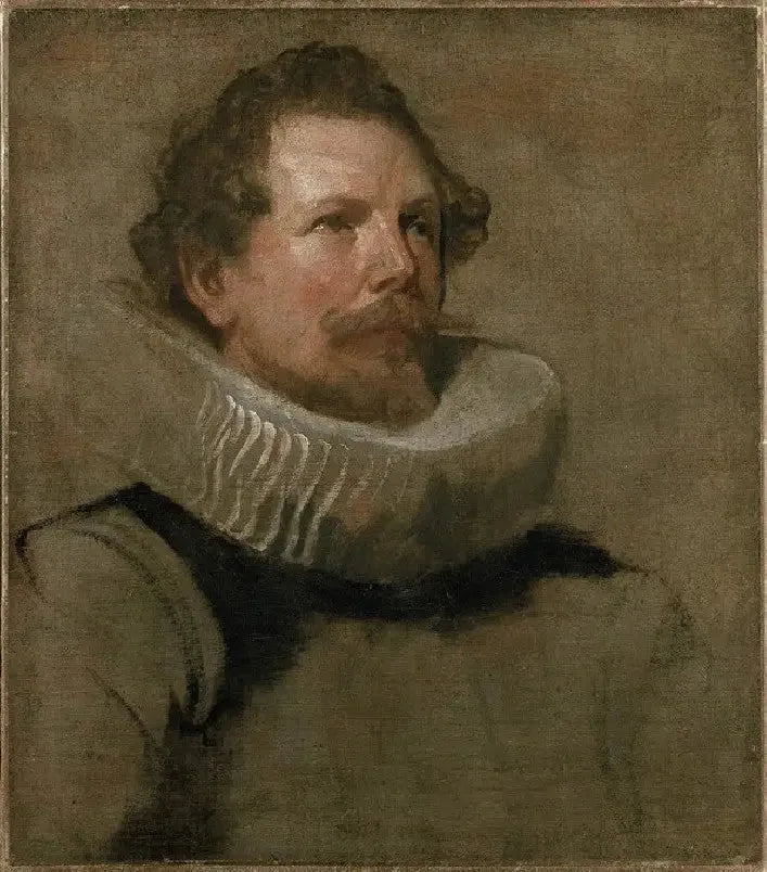 Kopf eines bärtigen Mannes mit einer Schnabelmütze - Antoine van Dyck