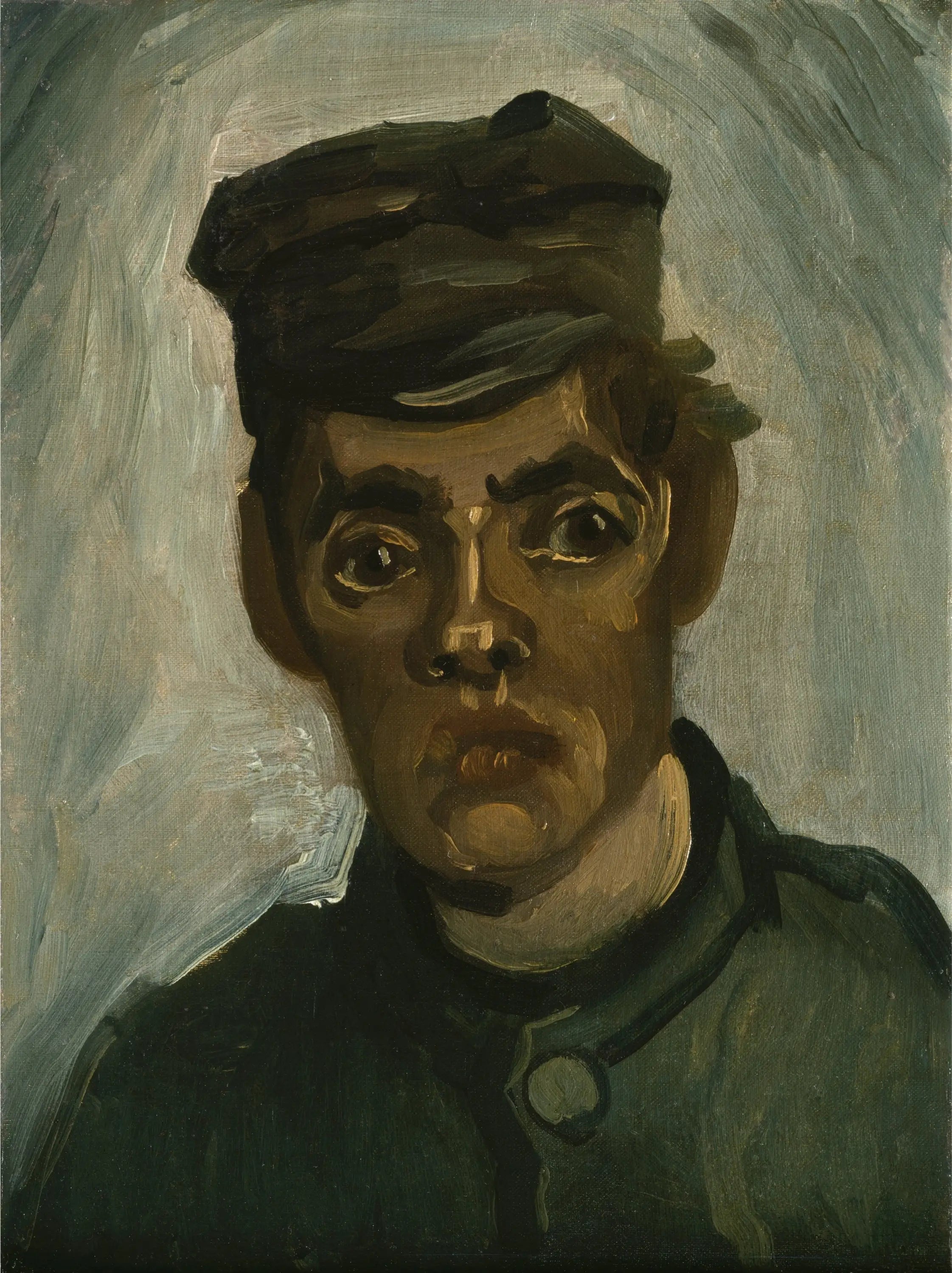 Tête d'un jeune paysan avec une casquette - Vincent van Gogh image 1 copie peinte à la main à l’huile
