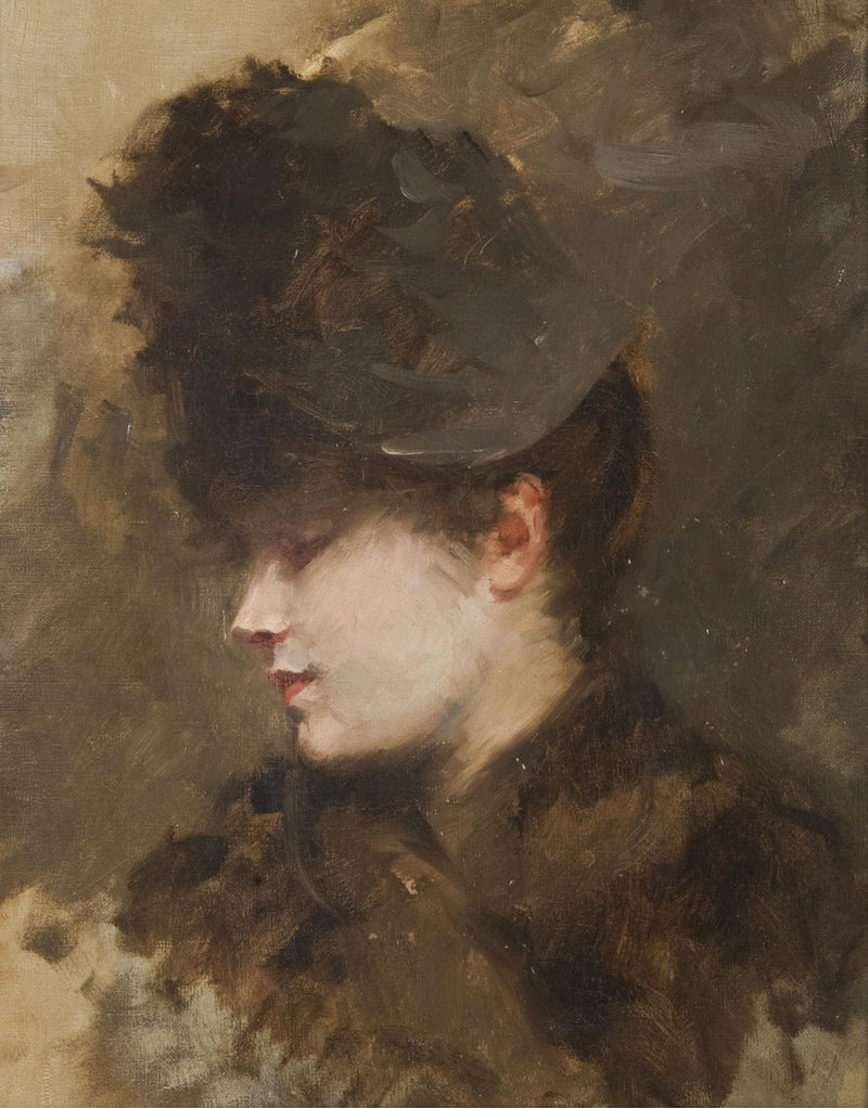 Frauenkopf mit Hut, im Profil - Giuseppe De Nittis