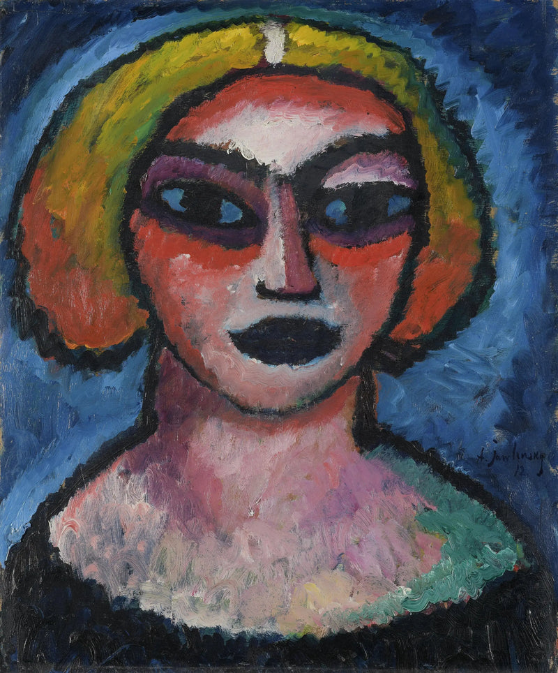 Kopf einer Frau Rückseite : Männerbüste (um 1910-1912) - Alexej von Jawlensky