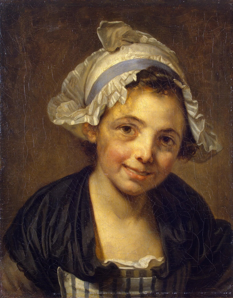 Kopf eines jungen Mädchens mit Hut - Jean-Baptiste Greuze