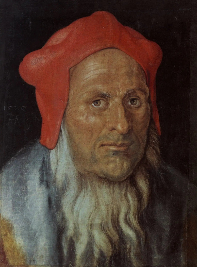Kopf eines alten Mannes mit rotem Hut - Albrecht Dürer