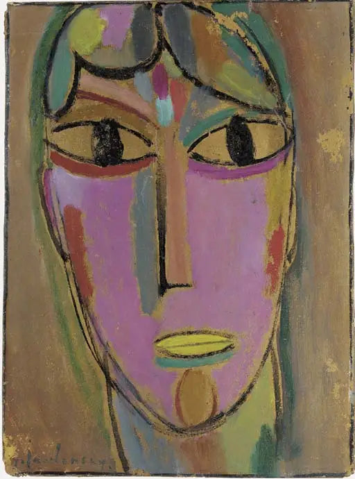 Mystischer Kopf : Kopf einer Frau - gelber Mund - Alexej von Jawlensky
