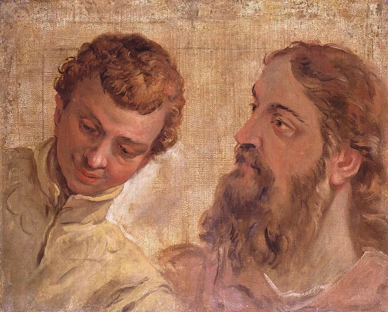 Köpfe eines Jungen und eines bärtigen Mannes (einen Apostel) - Sebastiano Ricci