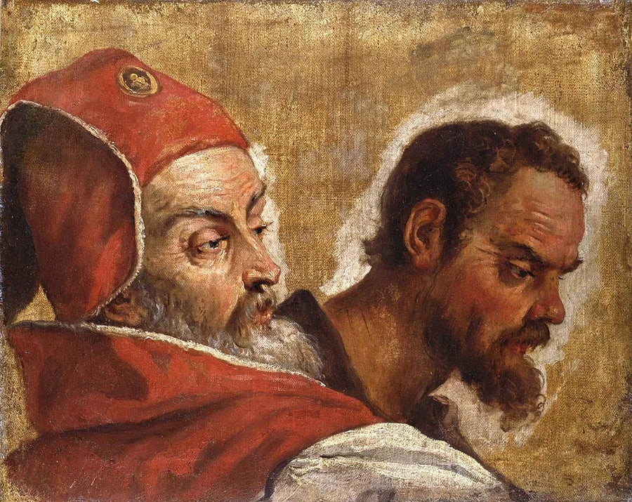 Köpfe von zwei Männern: ein Schreiber oder ein Pharisäer und ein Apostel? - Sebastiano Ricci