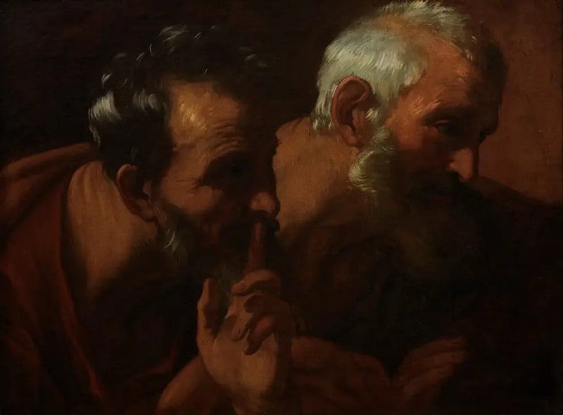 Köpfe zweier alter Männer (Fragment von Suzanne und den Alten) - Guido Reni