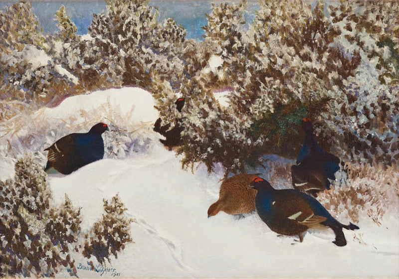 Birkhuhn in einer Winterlandschaft - Bruno Liljefors