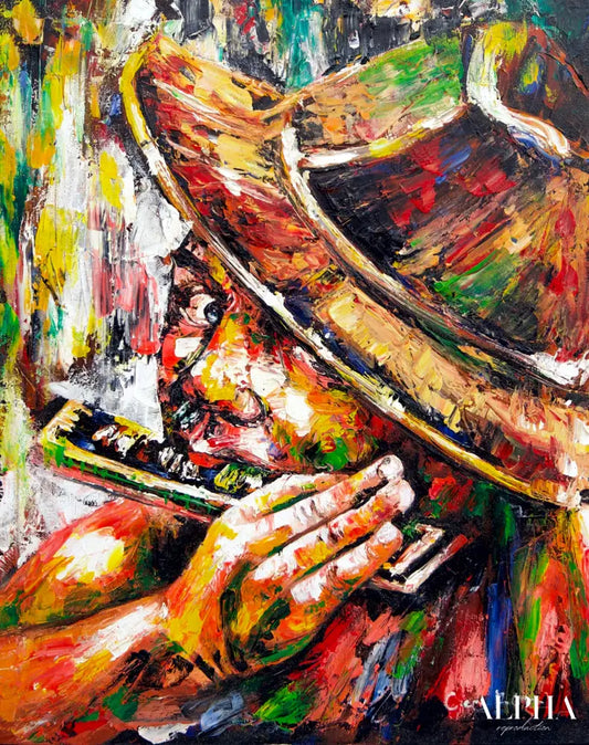 The Harmonica Player - Cee | 40 x 50 cm Reproductions de tableaux à la peinture à l’huile