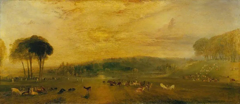 Der See, Petworth: Sonnenuntergang, Kämpfende Rehe - J. M. W. Turner