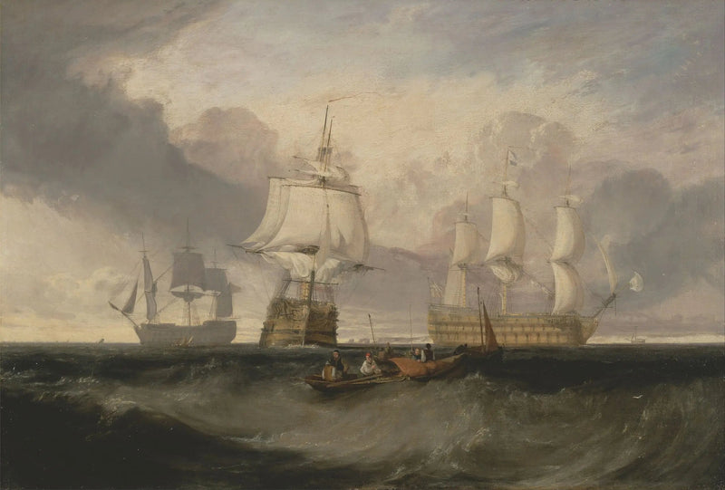 Der Sieg kehrt von Trafalgar zurück, in drei Positionen - J. M. W. Turner