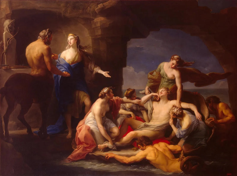 Thétis nimmt ihren schlafenden Sohn Achilles vom Zentaur Chiron weg - Pompeo Batoni