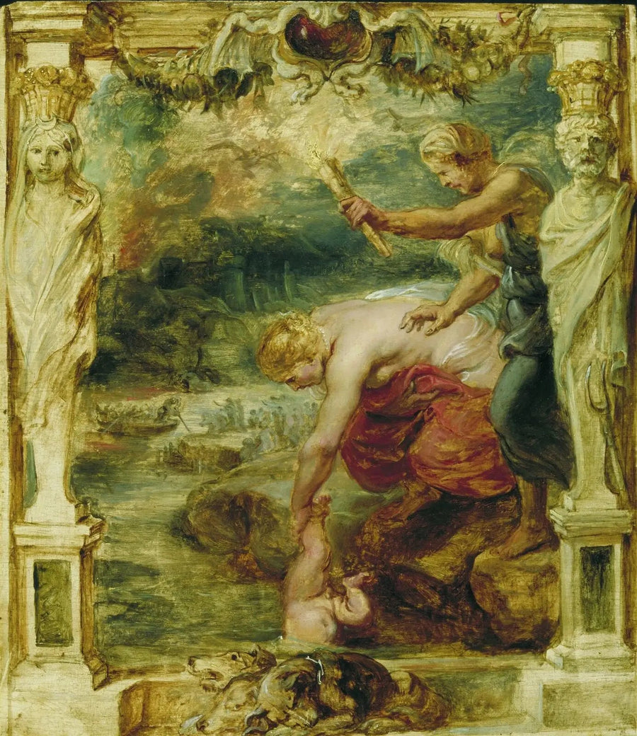 Thetis taucht das Kind Achilles in den Fluss Styx - Peter Paul Rubens