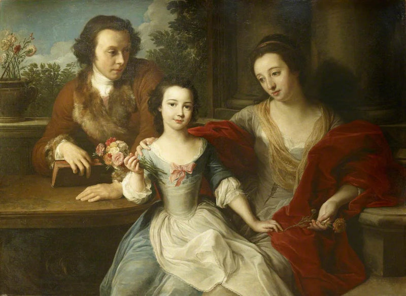 Thomas Barrett-Lennard (1717–1786), zukünftiger 17. Lord Dacre, mit seiner Ehefrau, Anna Maria Pratt (verstorben 1806), und ihrer Tochter, Barbara Anne - Pompeo Batoni