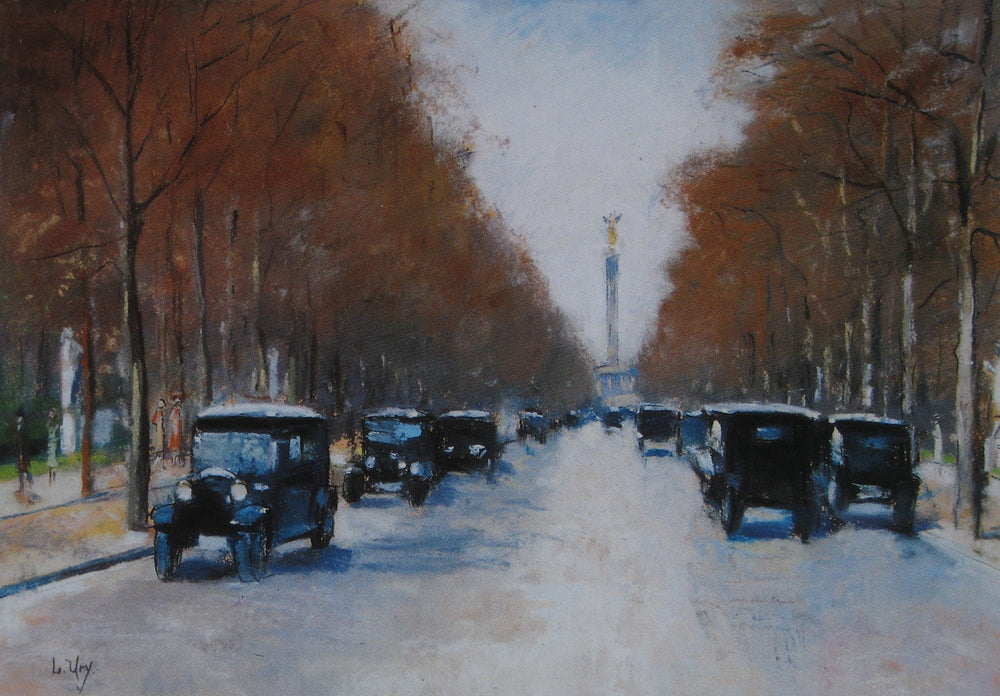 Tiergartenallee mit Siegessäule - Lesser Ury image 1 copie de tableau peinte à la main