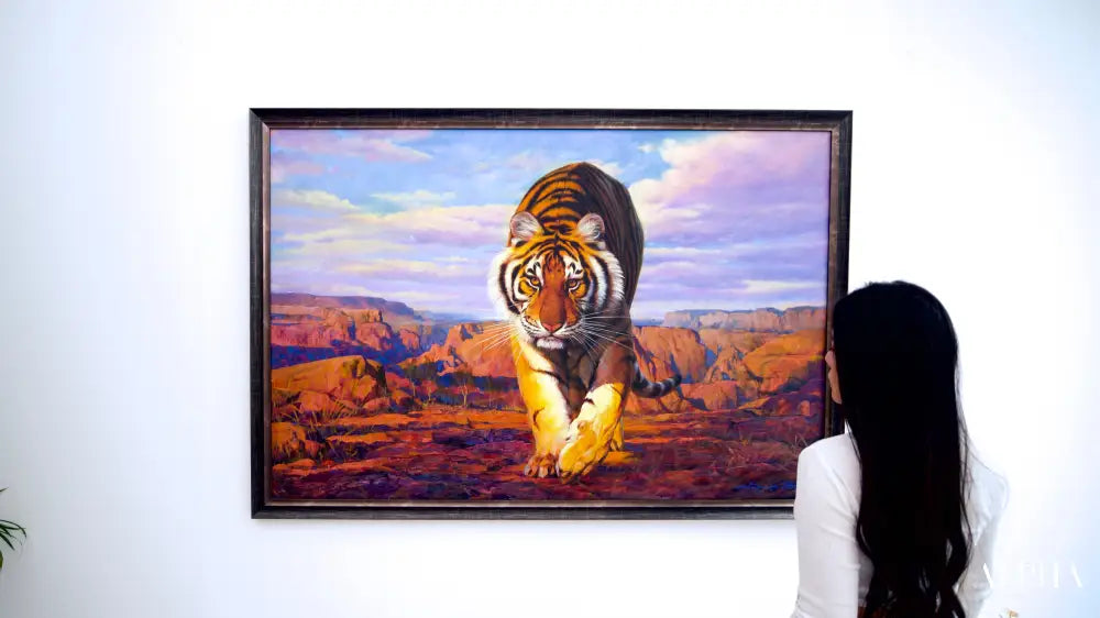 Tiger on the Hunt – Somchai | 150 x 100 cm Reproductions de tableaux à la peinture à l’huile