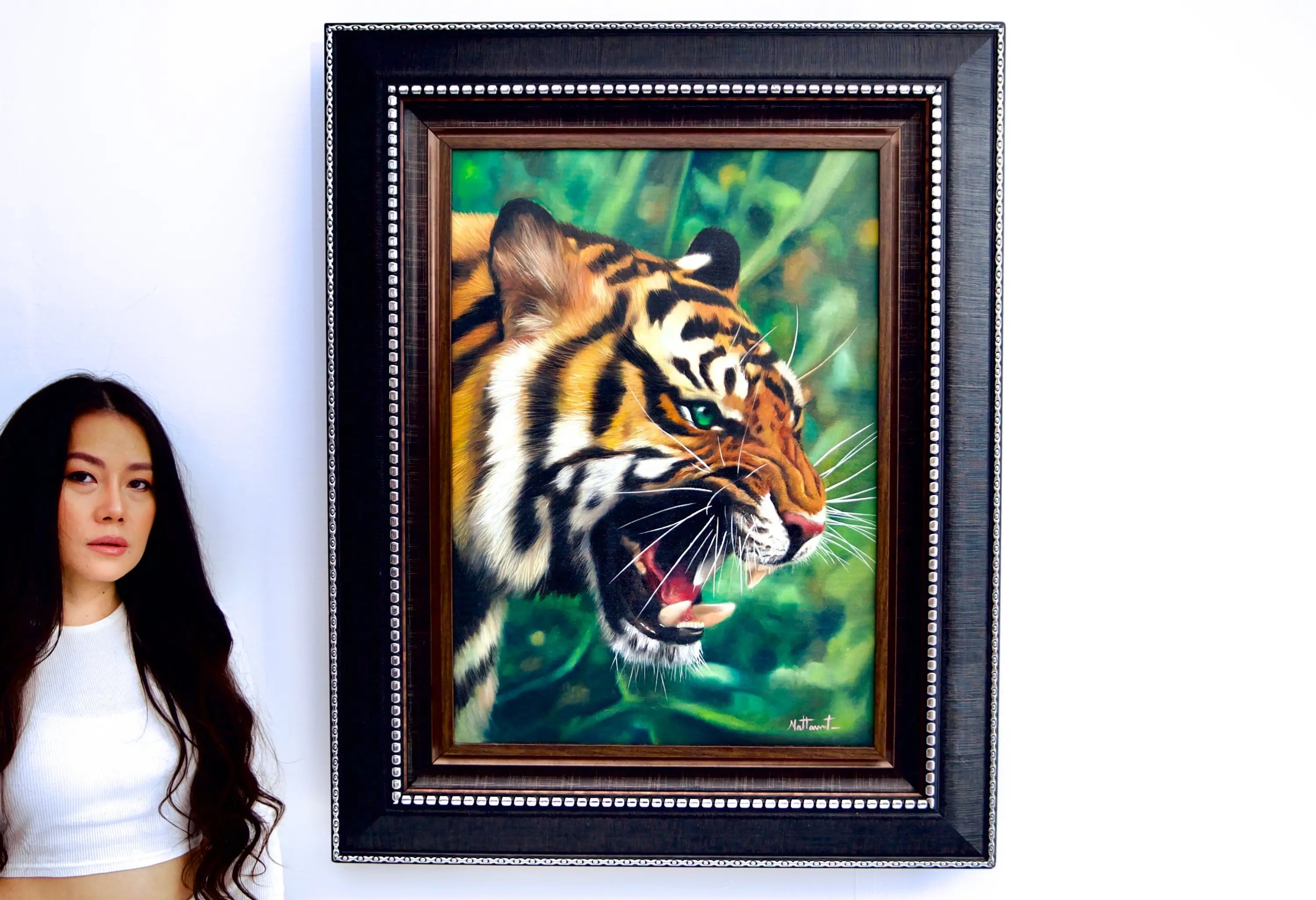 Tigre aux Yeux Verts | 50 x 70 cm image 3 tableau peint à l’huile sur toile