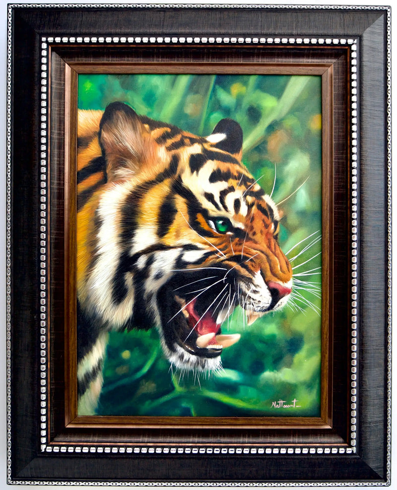 Grüner Augen Tiger | 50 x 70 cm