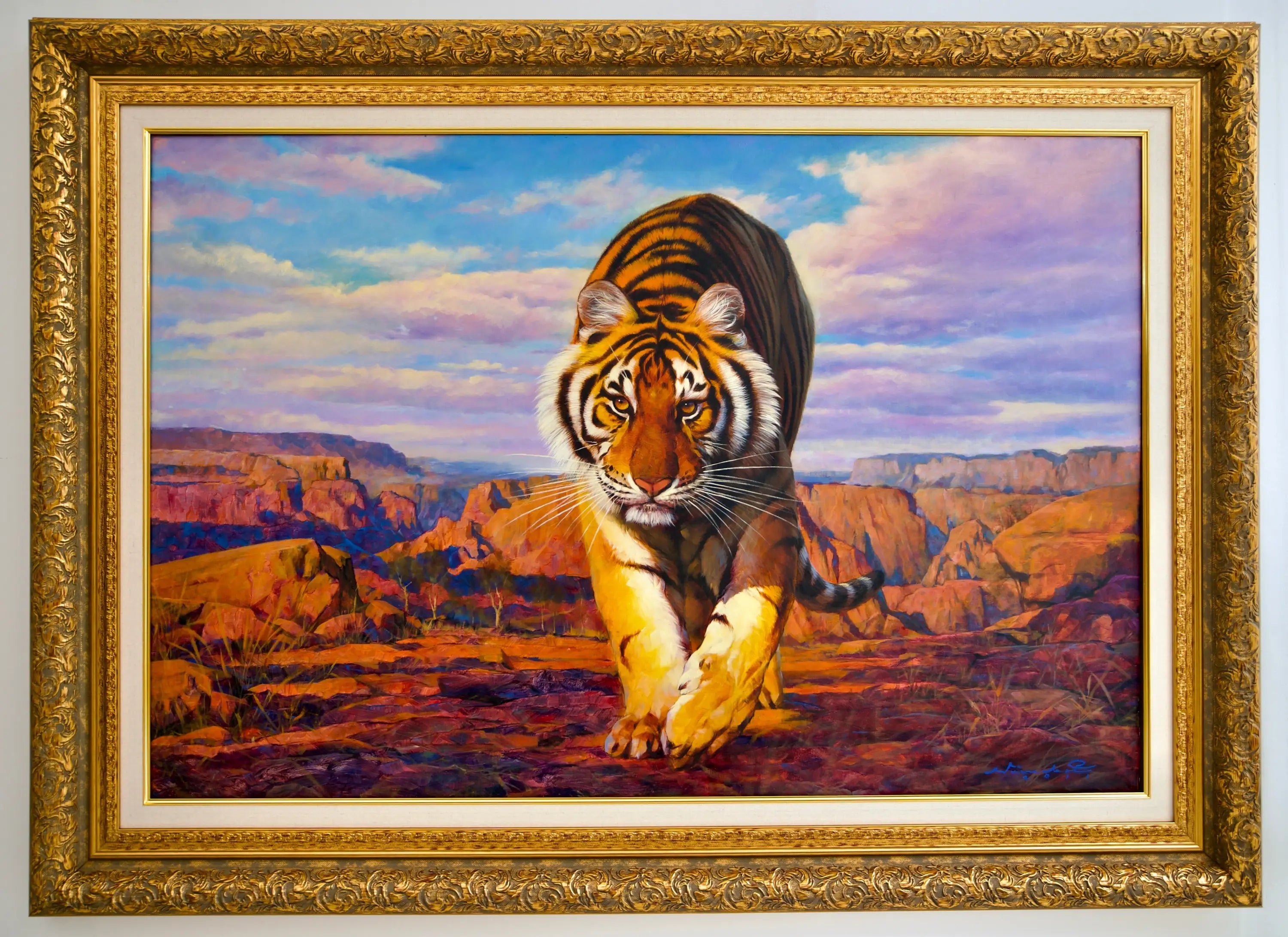 Tigre en chasse | 150 x 100 cm Reproductions de tableaux à la peinture à l’huile