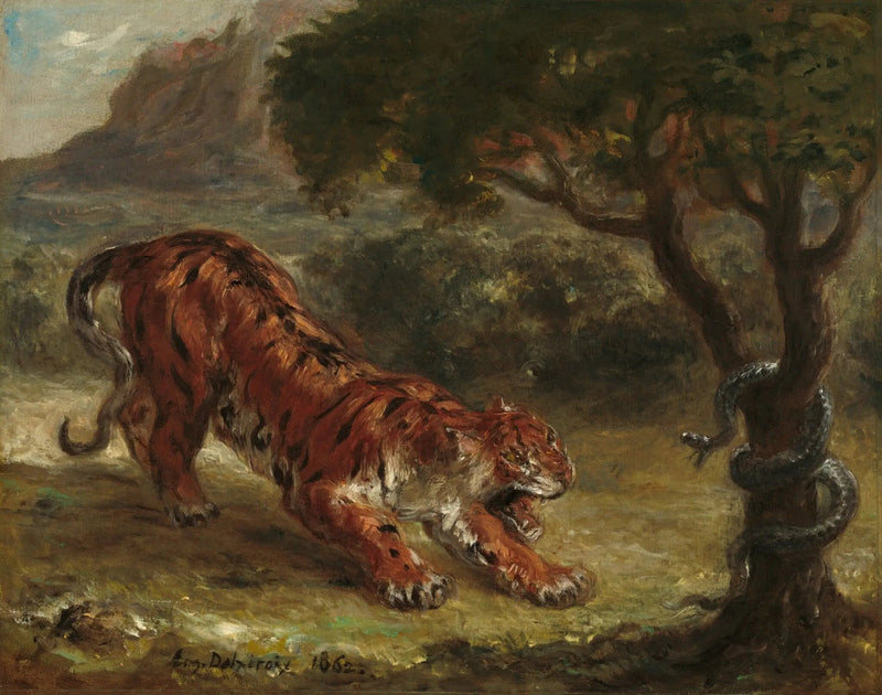 Tiger und Schlange - Eugène Delacroix