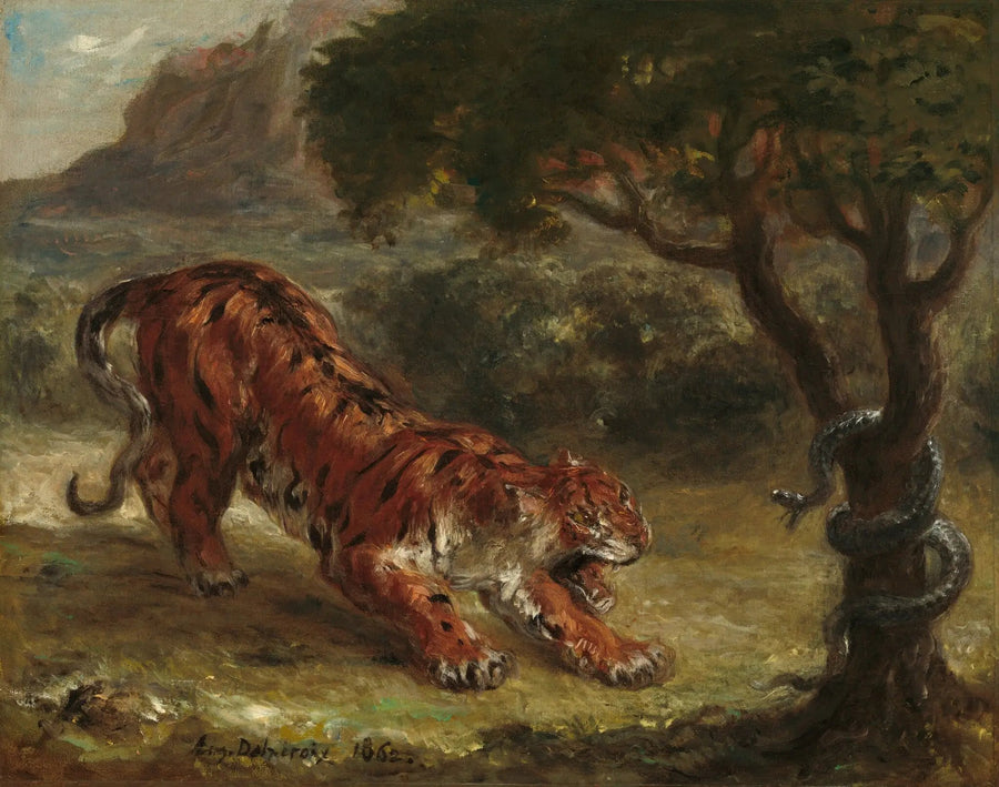 Tiger und Schlange - Eugène Delacroix