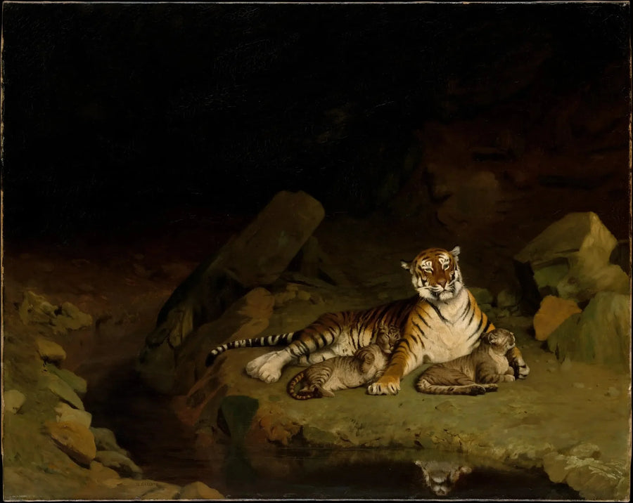 Tiger und seine Jungen - Jean-Léon Gérôme