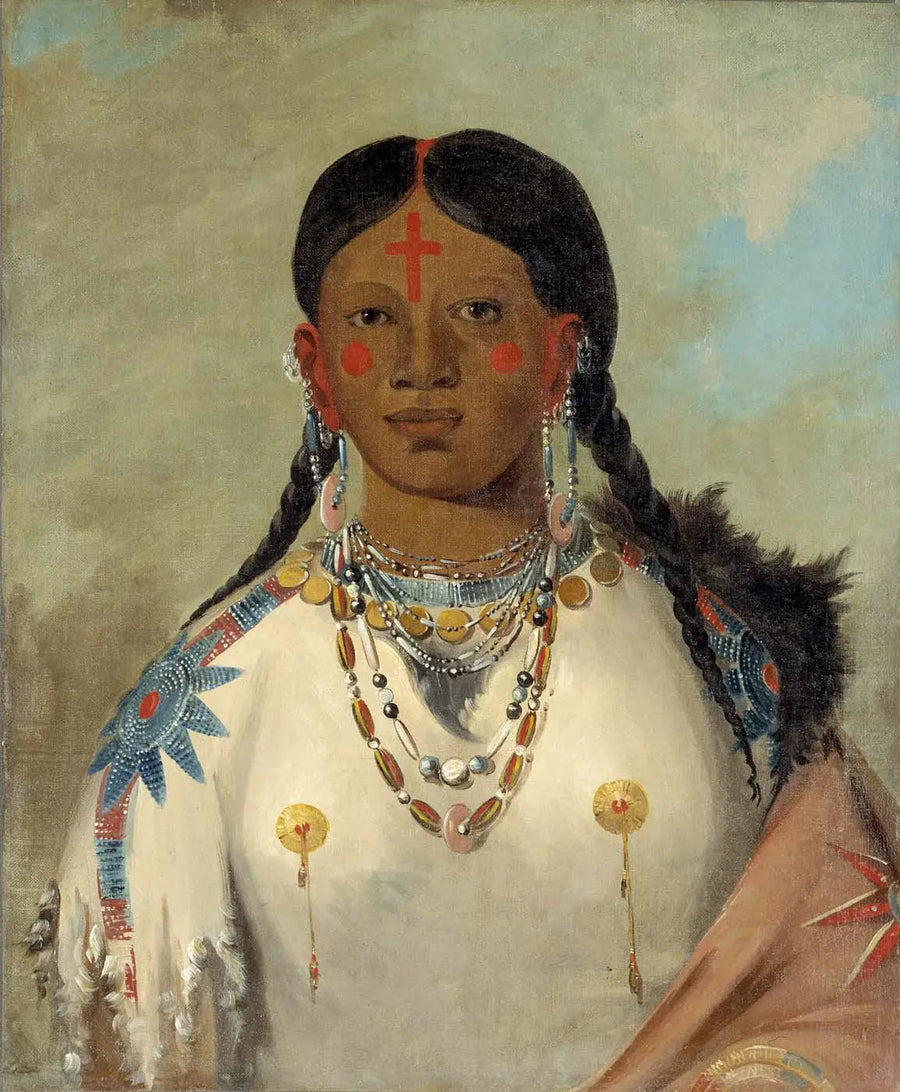 Tís-se-wóo-na-tís, diejenige, die sich an den Knien wäscht, Ehefrau des Häuptlings - George Catlin