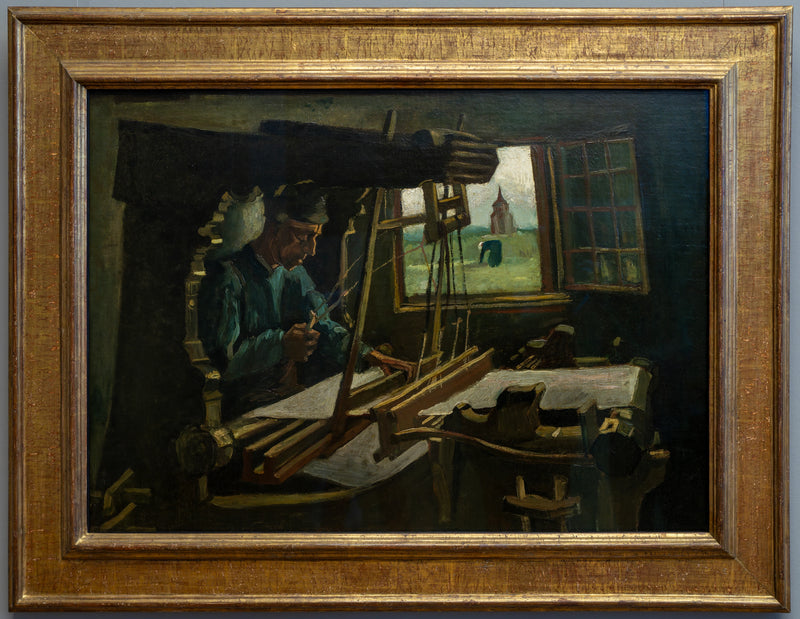Weber vor einem offenen Fenster mit Blick auf den Turm von Nuenen - Vincent van Gogh