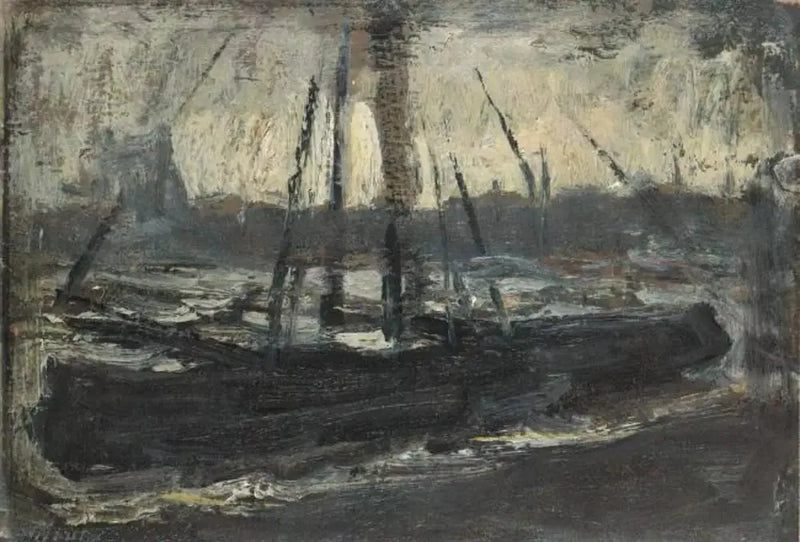 Tjalk vertäut in Violett - Piet Mondrian