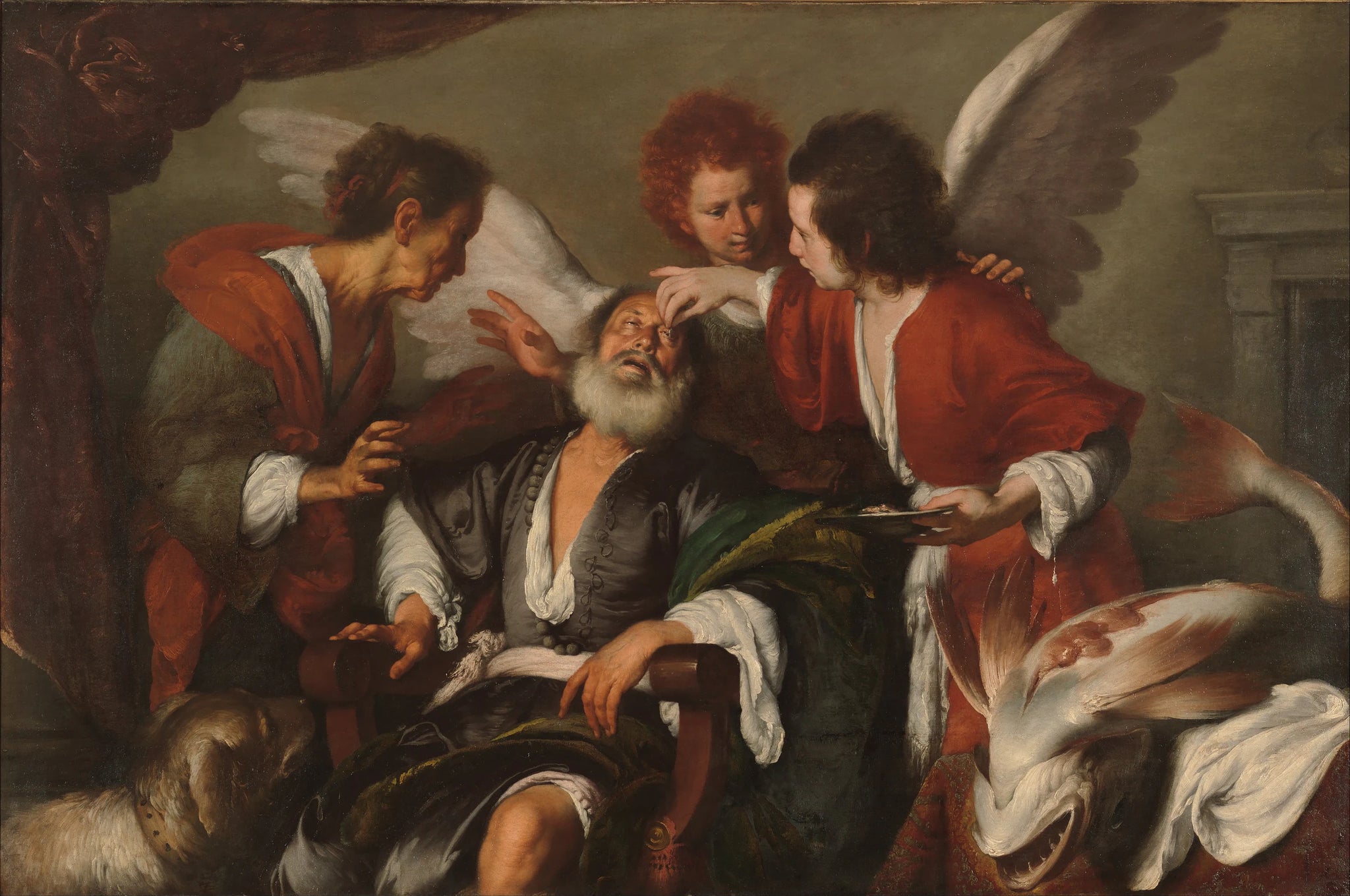 Tobias Curing His Father's Blindness - Bernardo Strozzi