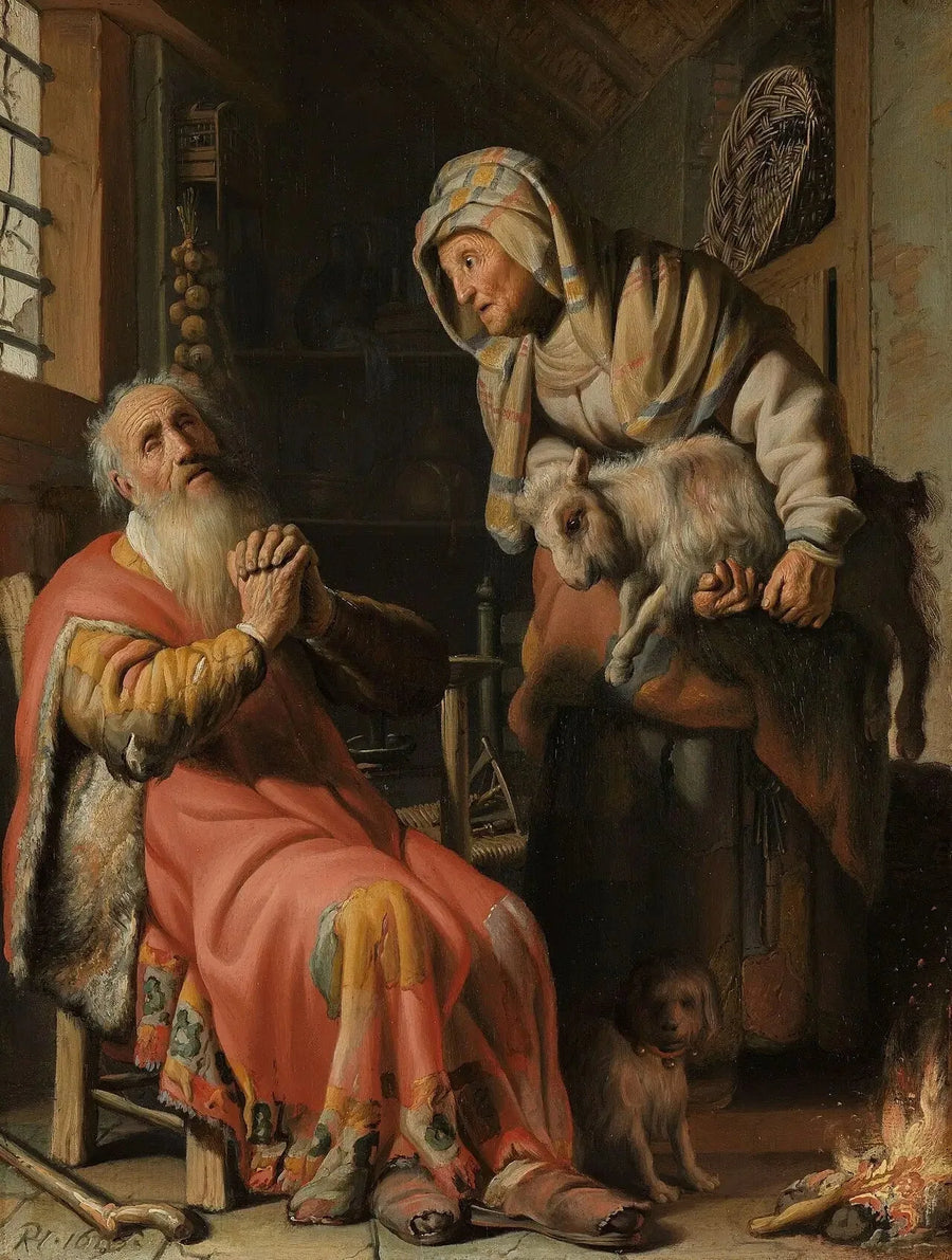 Tobias und Anna mit einem kleinen Ziegenbock - Rembrandt
