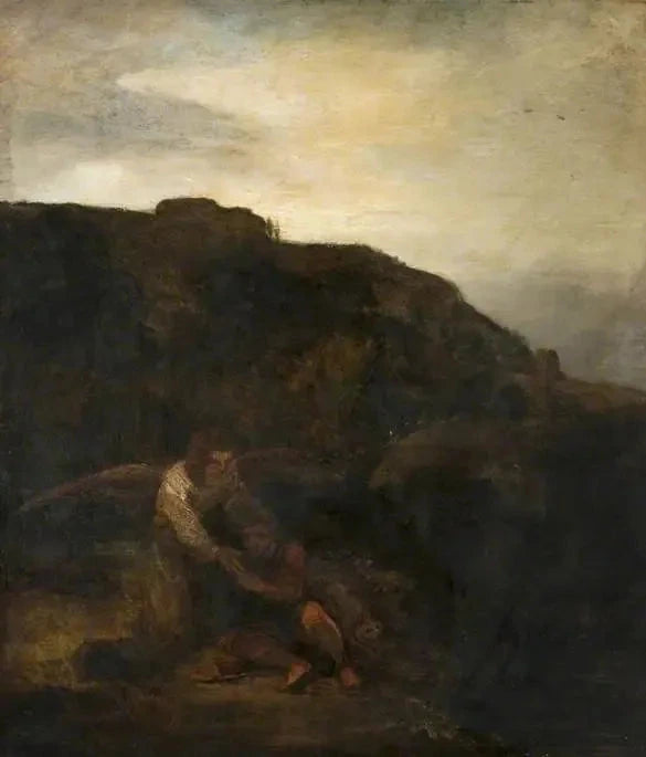 Tobie und der Engel in einer Landschaft - Rembrandt