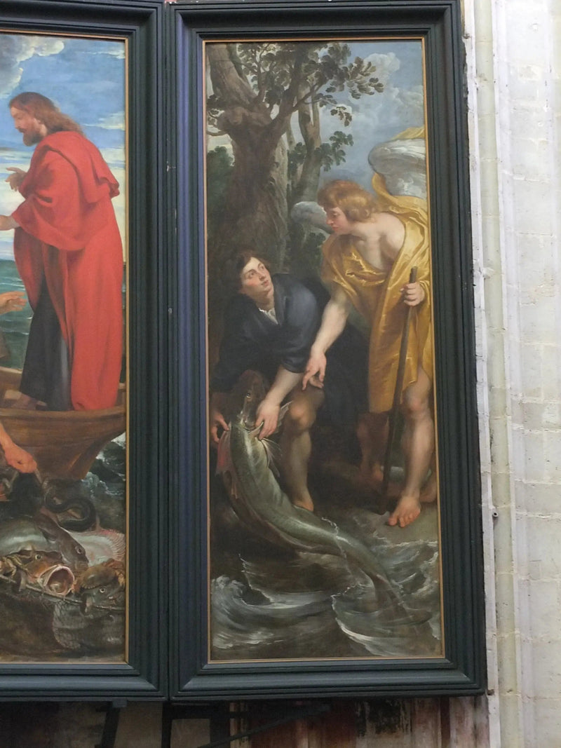 Tobit fängt den Fisch und zieht ihn auf das Land auf Befehl des Engels (Tobit 6:1-10), 1618-19 - Peter Paul Rubens