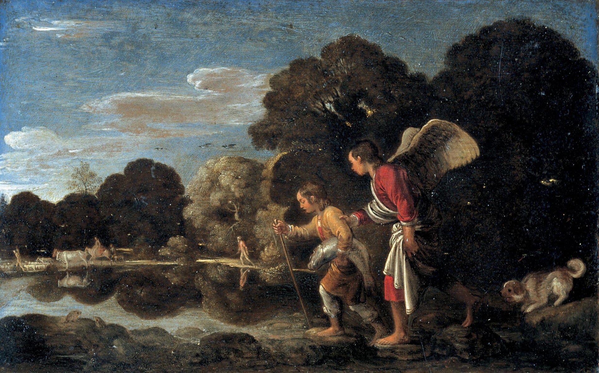 Tobie et l'Ange - Adam Elsheimer image 1 reproduction de peinture à l’huile
