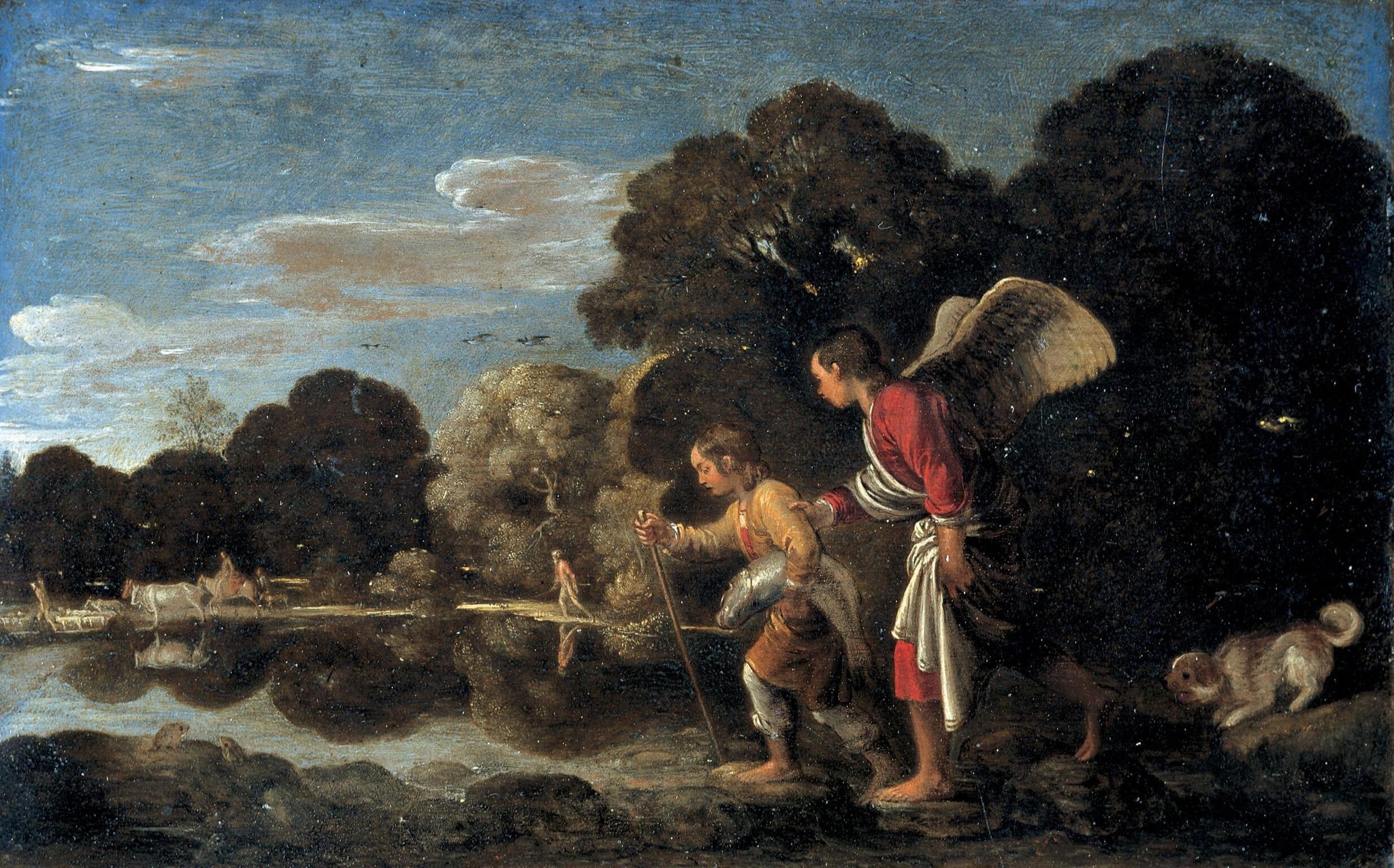 Tobie et l'Ange - Adam Elsheimer image 1 reproduction de peinture à l’huile