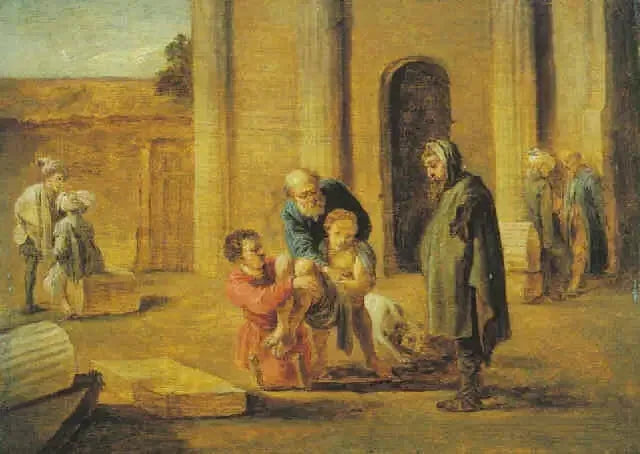 Tobie und der verstorbene Israelit (nach Domenico Fetti) - David Teniers der Jüngere