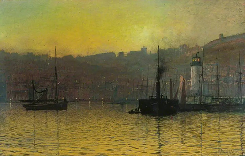 Nachthimmel über dem Hafen von Scarborough, Nord-Yorkshire - John Atkinson Grimshaw