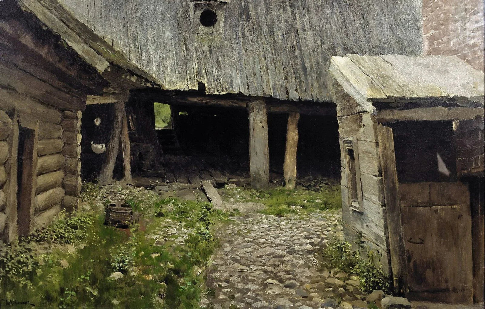 Petite cour usée, Plios, peinture de Isaac Levitan