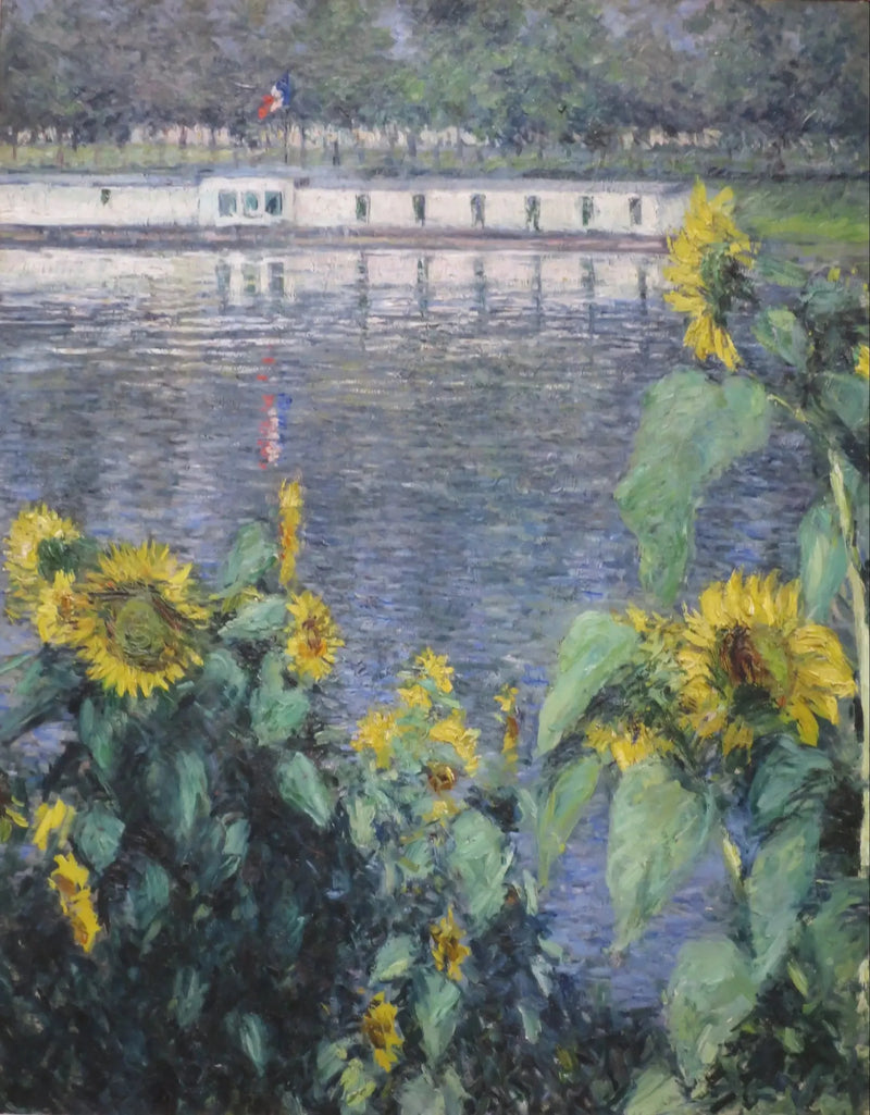 Sonnenblumen entlang der Seine - Gustave Caillebotte