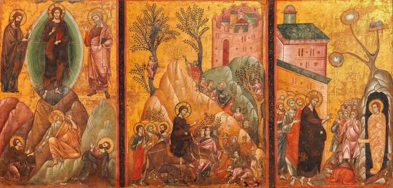 Verklärung, Einzug Christi in Jerusalem und Auferstehung des Lazarus - Guido da Siena