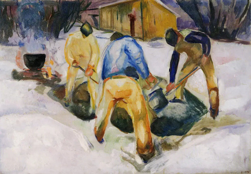 Straßenarbeiter im Schnee - Edvard Munch