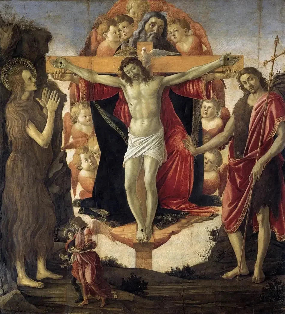 La Trinité avec Marie-Madeleine et Jean-Baptiste, Botticelli et atelier, Courtauld – reproduction peinture à l’huile sur toile