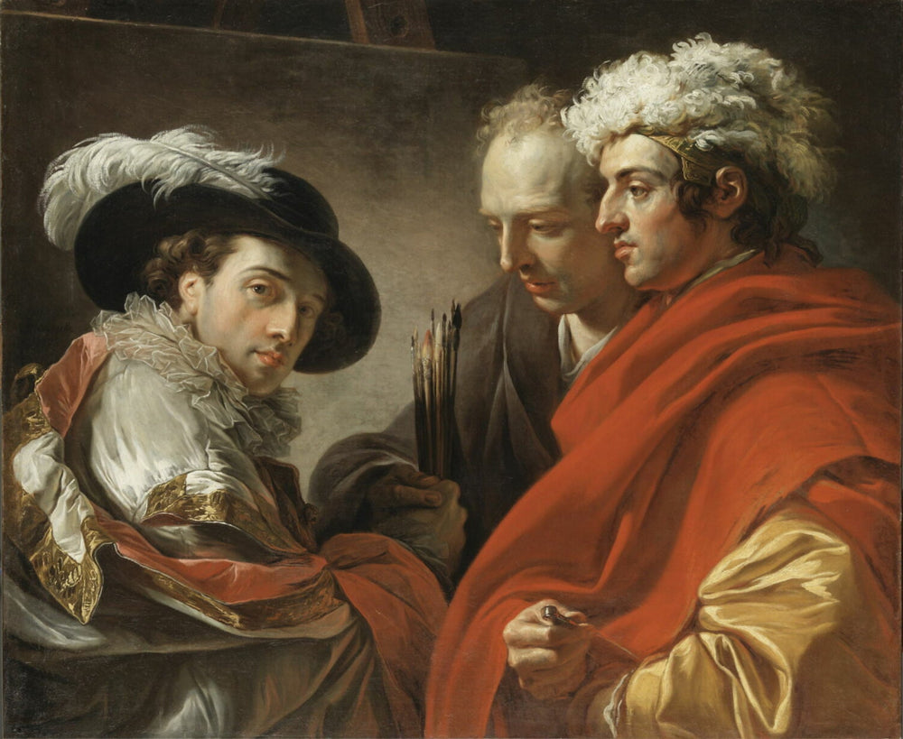 Triple portrait de l'artiste, de l'architecte Pierre Rousseau et du peintre Coclers Van Wyck - François-André Vincent image 1 reproduction artisanale de tableau