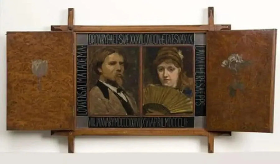 Triptyque avec portrait du peintre Lawrence Alma Tadema et de sa seconde épouse - Lawrence Alma-Tadema