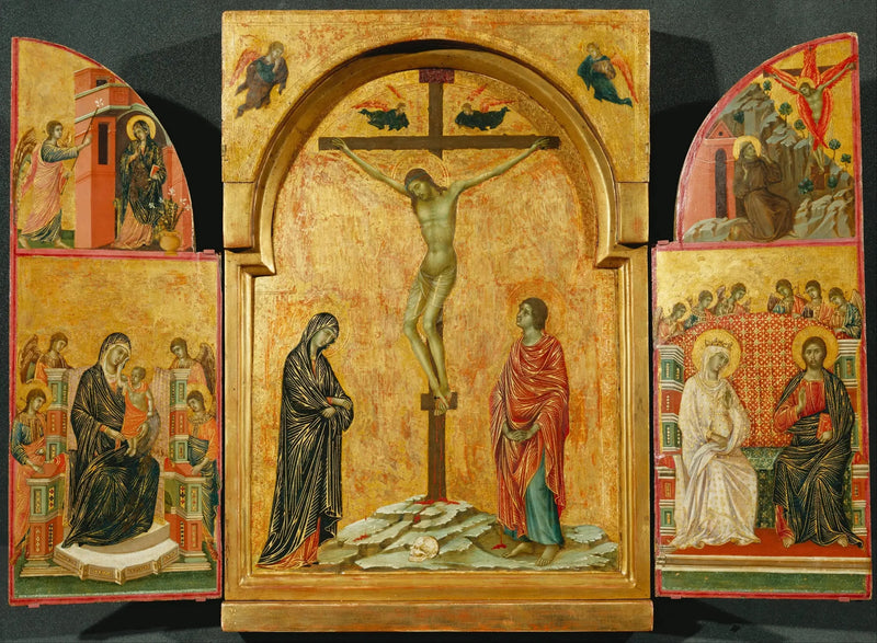 Triptychon: Kreuzigung und andere Szenen - Duccio di Buoninsegna