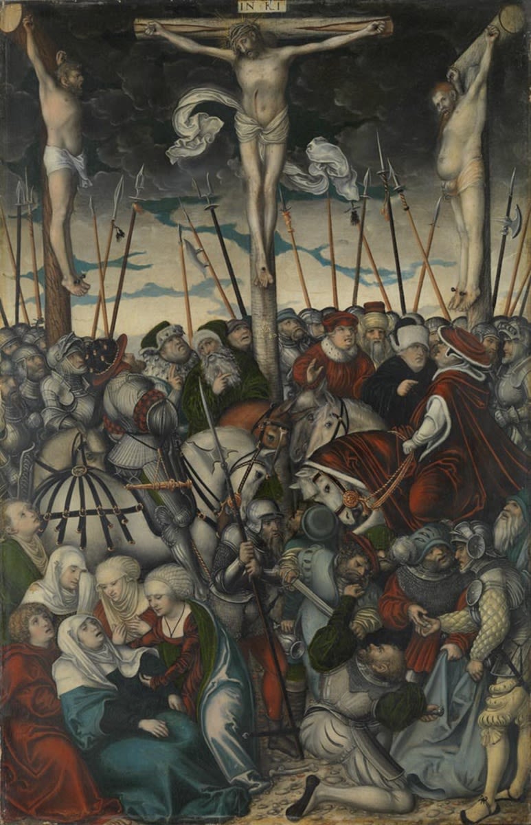Triptychon der Kreuzigung: Kreuzigung von Jesus - Lucas Cranach der Ältere