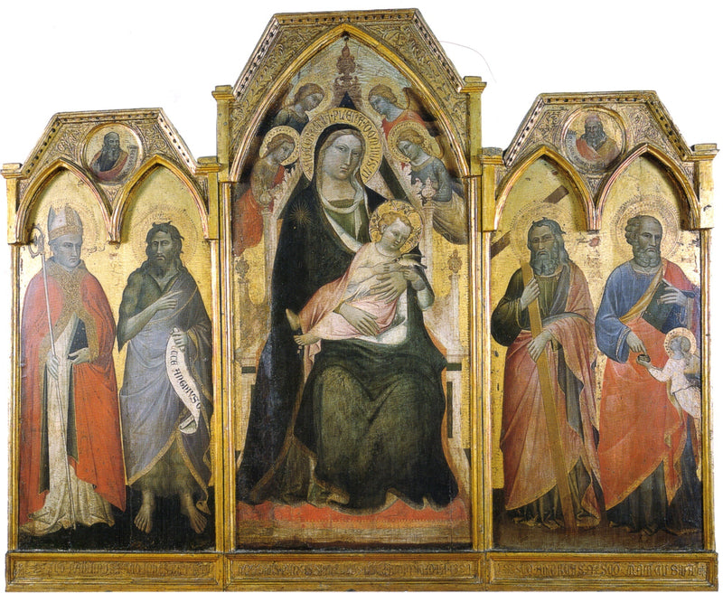 Triptychon der Jungfrau mit Kind in Majestät, umgeben von vier Heiligen - Spinello Aretino