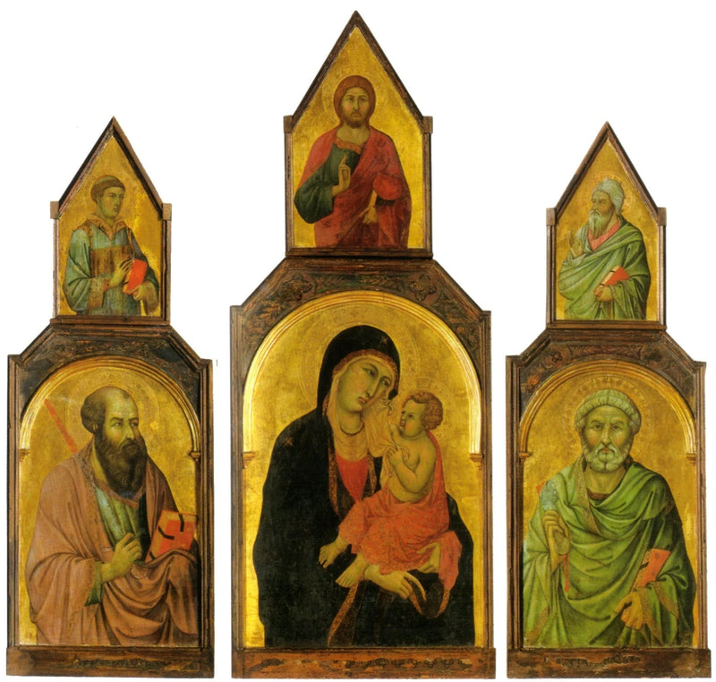Triptychon der Jungfrau mit Kind und den Heiligen Petrus und Paulus - Ugolino di Nerio