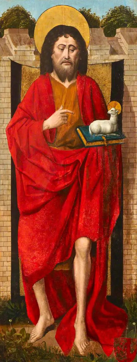 Weston-Triptychon (Jean-Baptiste) (Triptychon, Flügel links, Außenseite) - Rogier van der Weyden
